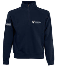 Load image into Gallery viewer, UWTSD SBS Unisex Quarter Zip Sweatshirt (Welsh Wording on Back) (No Refunds or Returns)