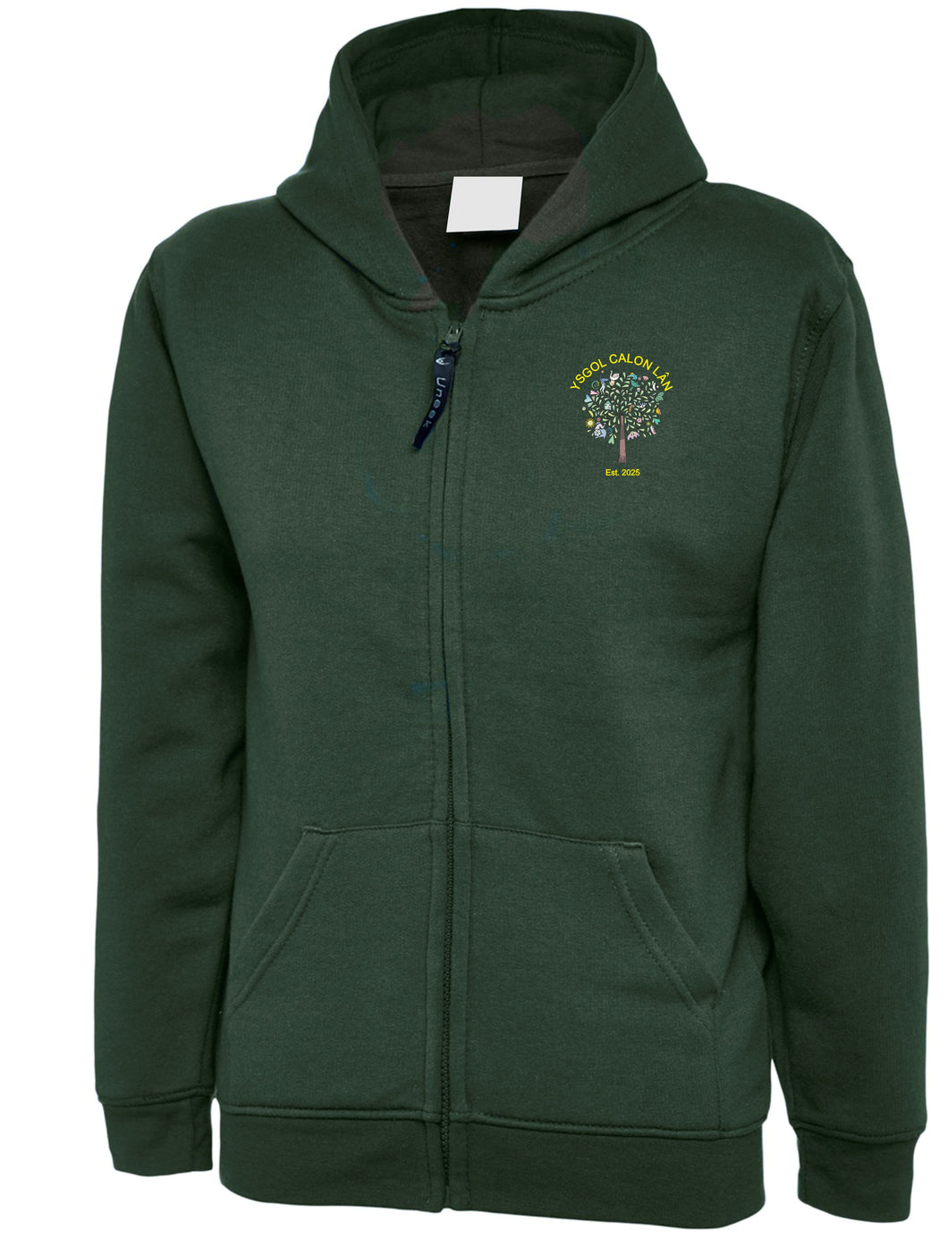 Ysgol Calon Lan Dark Green Full Zip Unisex Hood