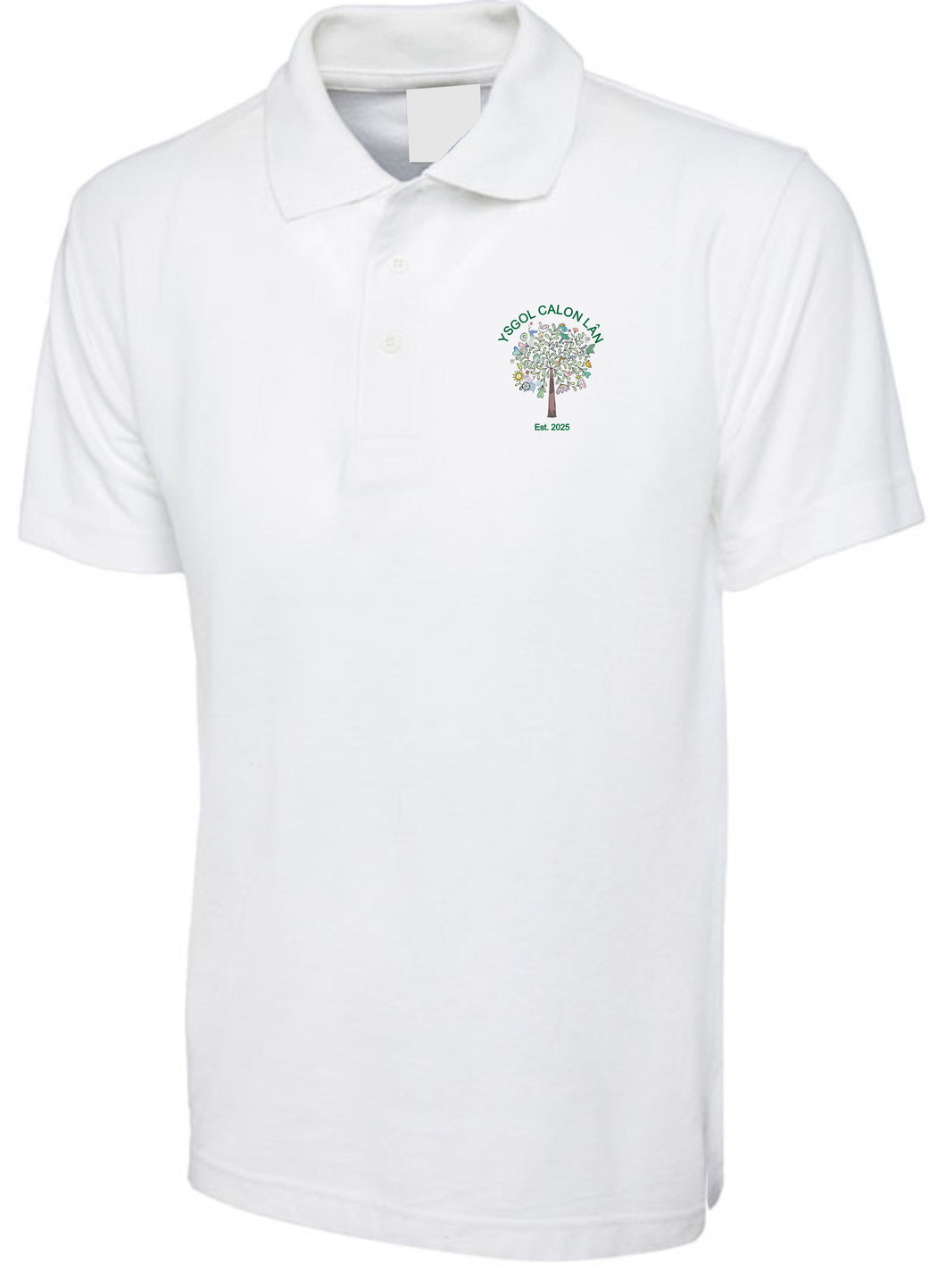 Ysgol Calon Lan Unisex White Polo Shirt