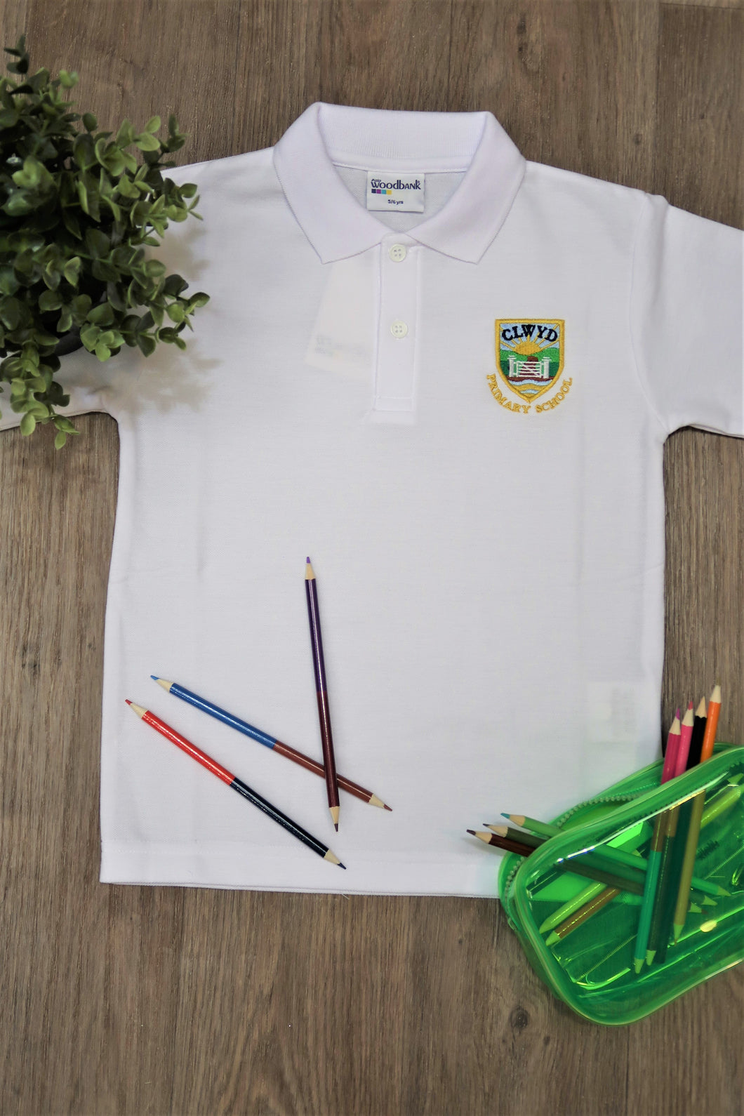Clwyd Primary White Unisex Polo Shirt